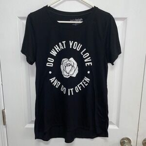 Jerry Leigh Graphic Tee Do What‎ You Love Rose Print Black XL/XG